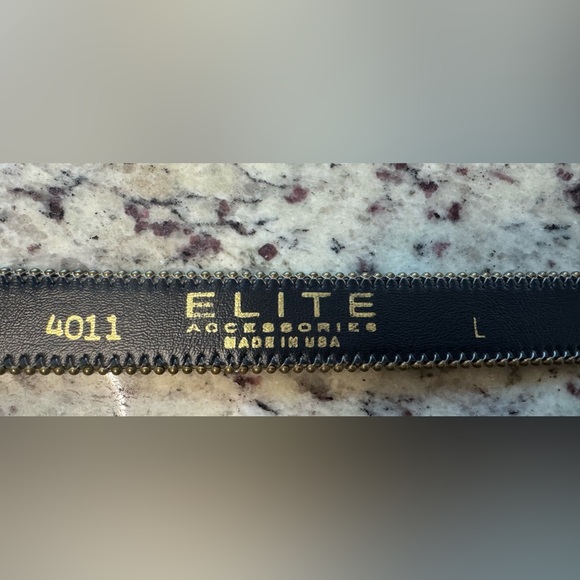 Elite Accessories Gold Belt Gold Beaded Edge Gold Tone Buckle Made In USA Size L - Picture 5 of 5